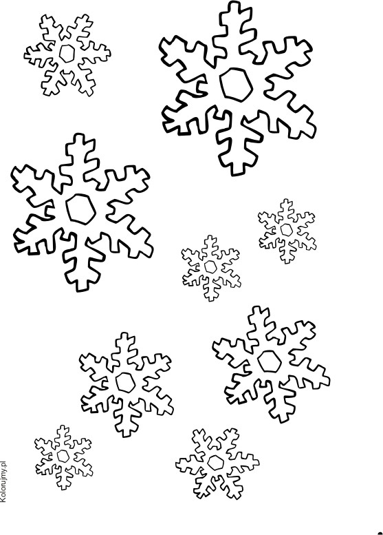 kolorowanka śnieżynki - płatki śniegu